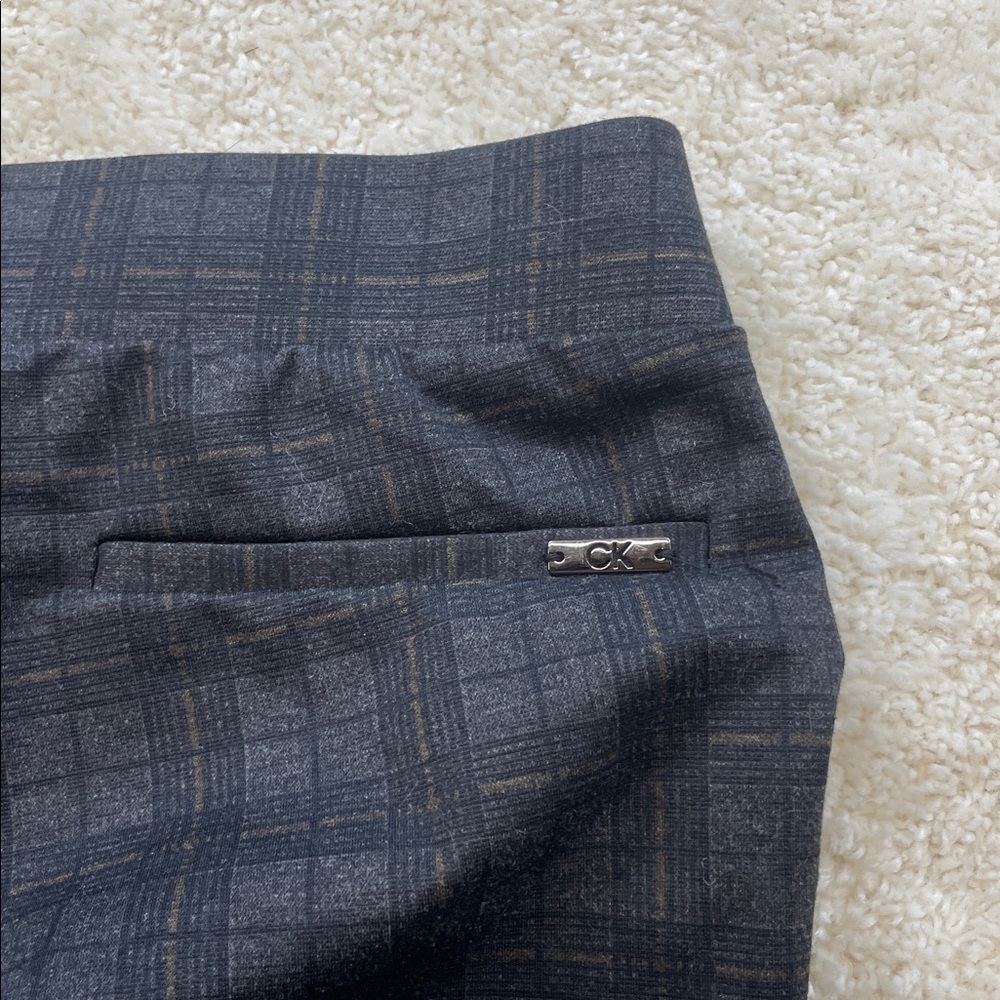 Calvin Klein Womens Pull On Stretch Charcoal Plaid Skinny Pants Sz 2 - Picture 9 of 10